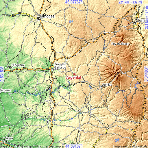 Topographic map of Argentat