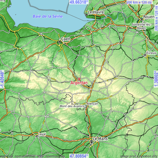 Topographic map of Argentan