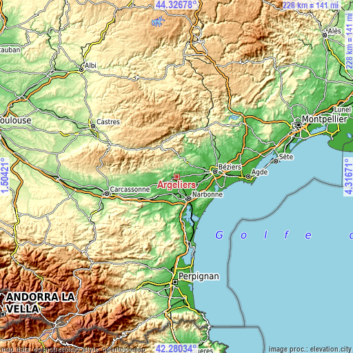 Topographic map of Argeliers