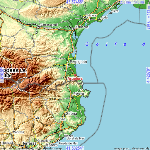 Topographic map of Argelers