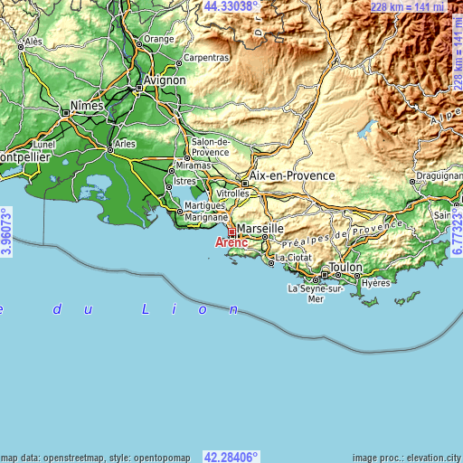 Topographic map of Arenc