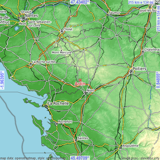 Topographic map of Ardin