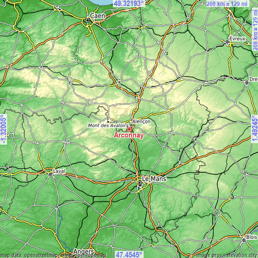 Topographic map of Arçonnay