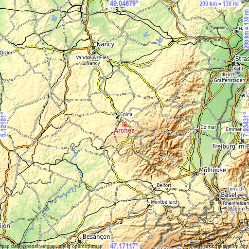 Topographic map of Arches