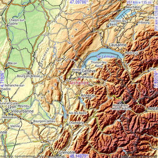 Topographic map of Archamps