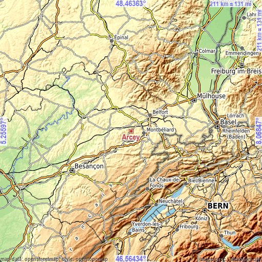 Topographic map of Arcey