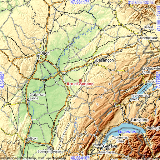 Topographic map of Arc-et-Senans