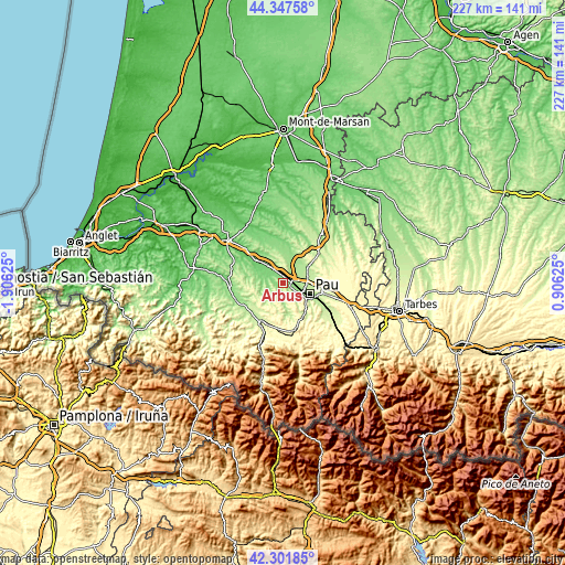 Topographic map of Arbus