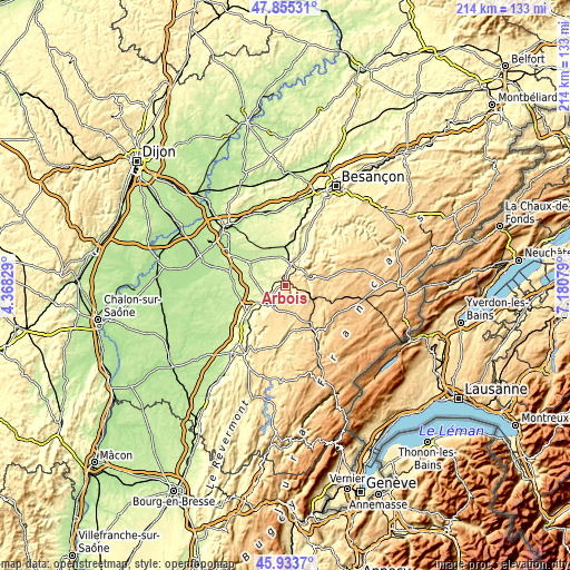 Topographic map of Arbois