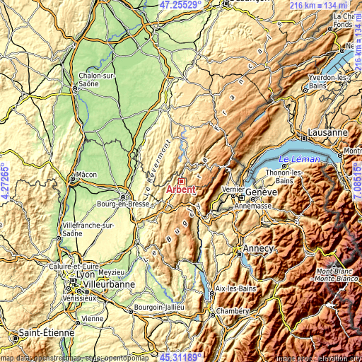 Topographic map of Arbent