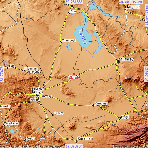 Topographic map of Obruk