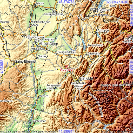 Topographic map of Apprieu