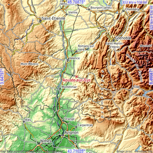 Topographic map of Aouste-sur-Sye