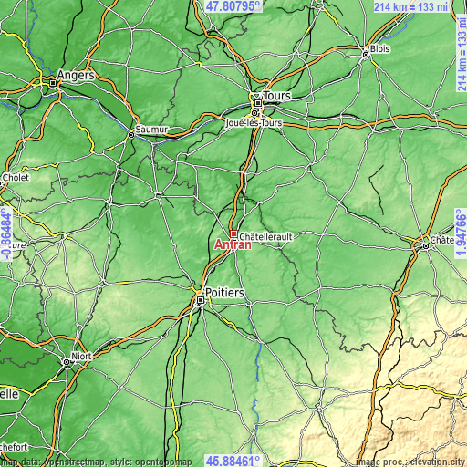 Topographic map of Antran