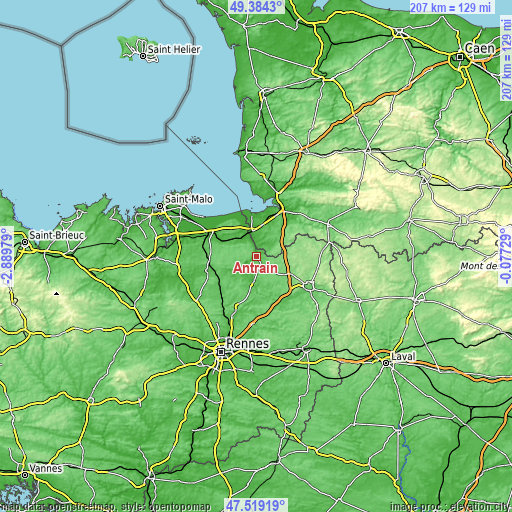 Topographic map of Antrain