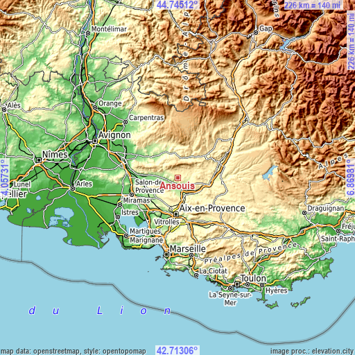 Topographic map of Ansouis