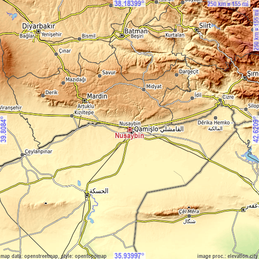 Topographic map of Nusaybin