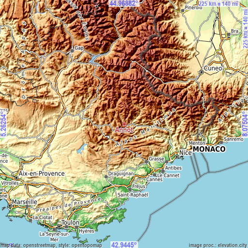 Topographic map of Annot