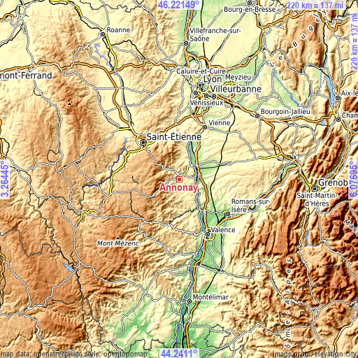 Topographic map of Annonay