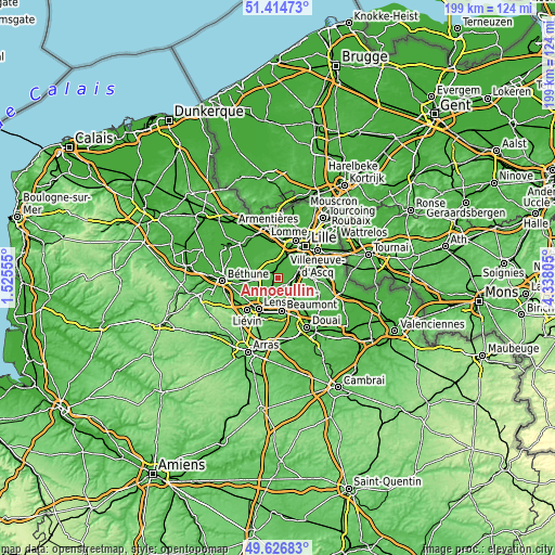 Topographic map of Annoeullin