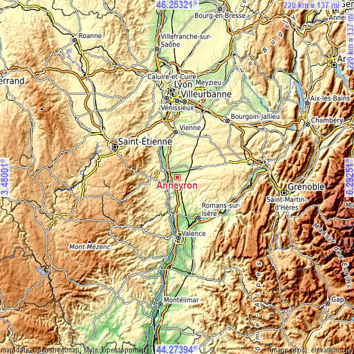 Topographic map of Anneyron