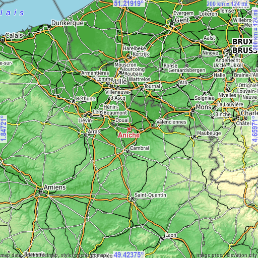 Topographic map of Aniche