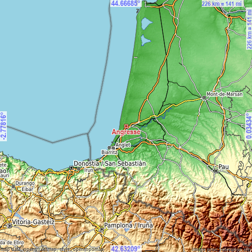 Topographic map of Angresse