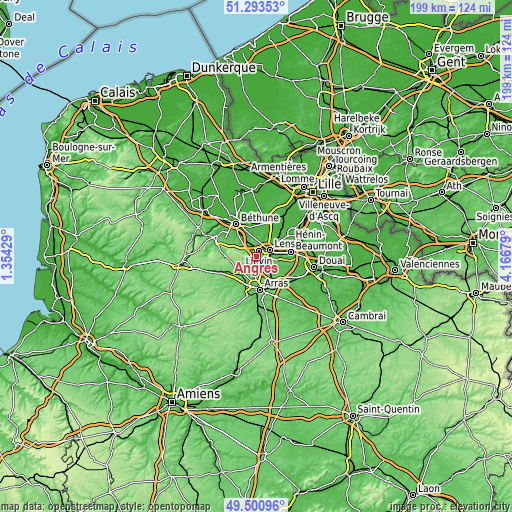 Topographic map of Angres