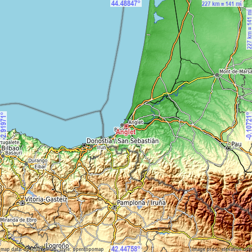 Topographic map of Anglet