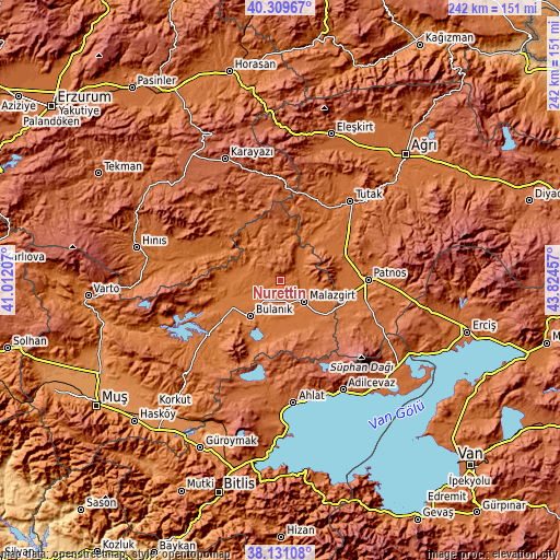 Topographic map of Nurettin