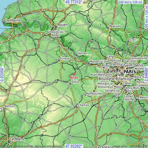 Topographic map of Anet