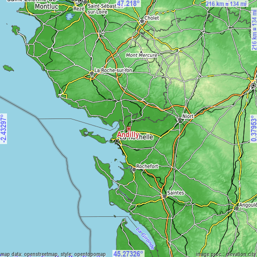 Topographic map of Andilly