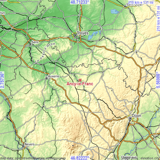 Topographic map of Ancy-le-Franc