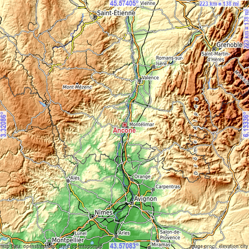 Topographic map of Ancône