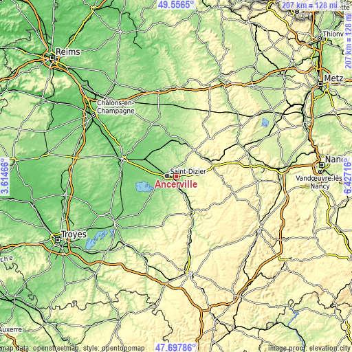 Topographic map of Ancerville