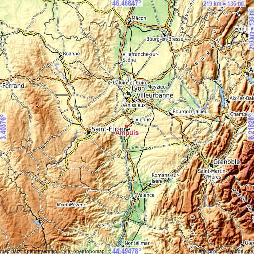 Topographic map of Ampuis