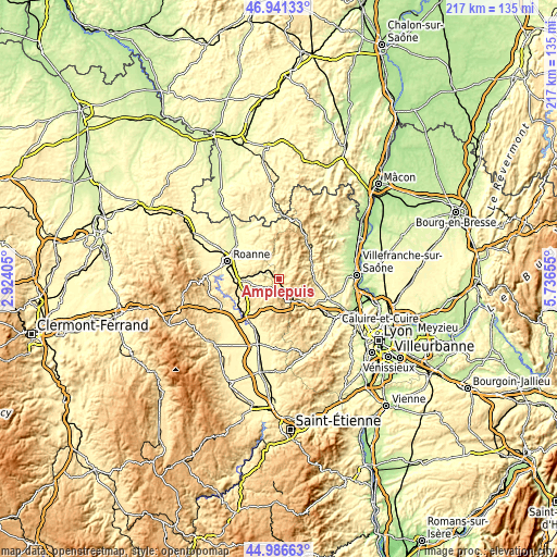 Topographic map of Amplepuis