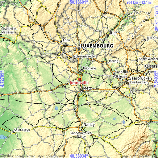 Topographic map of Amnéville