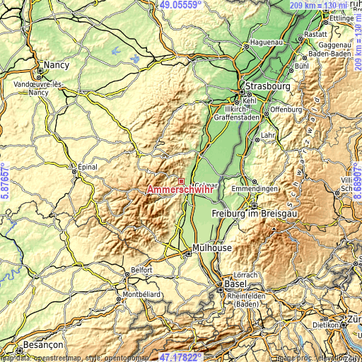Topographic map of Ammerschwihr