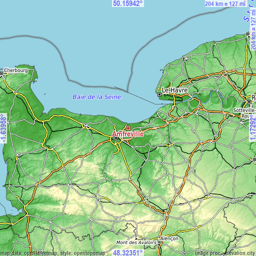 Topographic map of Amfreville