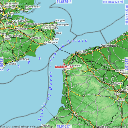 Topographic map of Ambleteuse