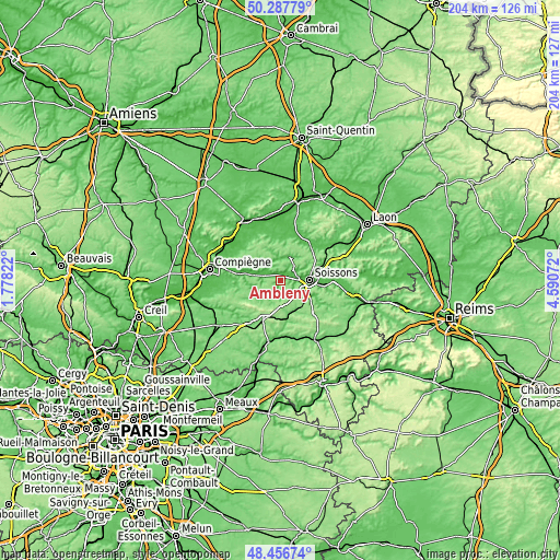 Topographic map of Ambleny