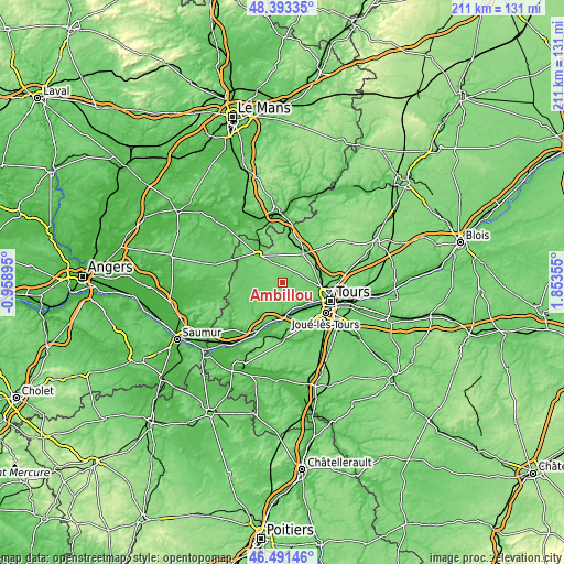 Topographic map of Ambillou