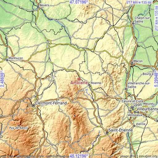 Topographic map of Ambierle