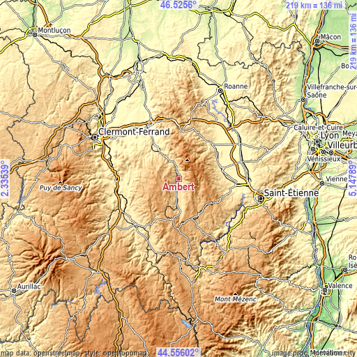 Topographic map of Ambert