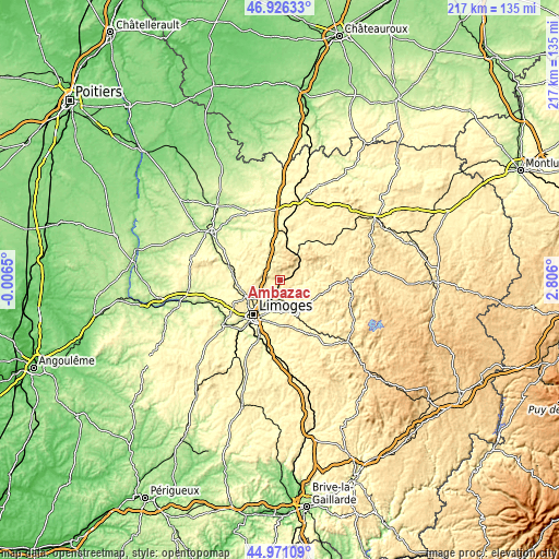 Topographic map of Ambazac