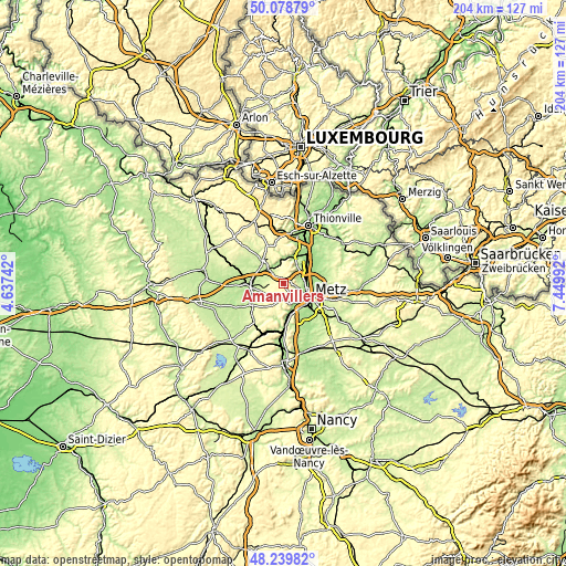 Topographic map of Amanvillers