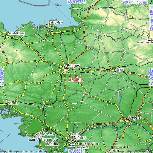 Topographic map of Amanlis