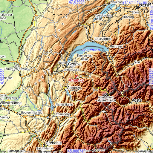 Topographic map of Amancy