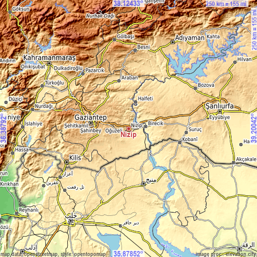 Topographic map of Nizip